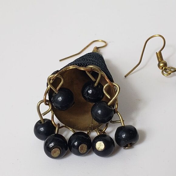Vintage French Hook Cone-style Beaded Earrings - Picture 5 of 6